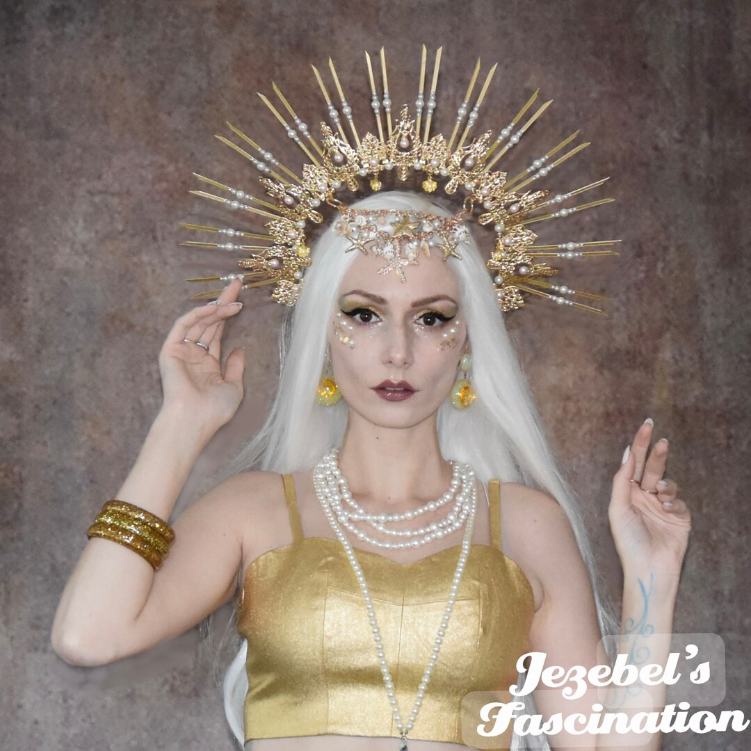 mermaid head dress Sea Goddess , I love creating crowns for the mermaids of the world. , Wings @hellofaerie *SOLD* #headdress #headpiece #crown #seagoddess #queen #mermaid #mermaidcrown #siren #festivalfashion